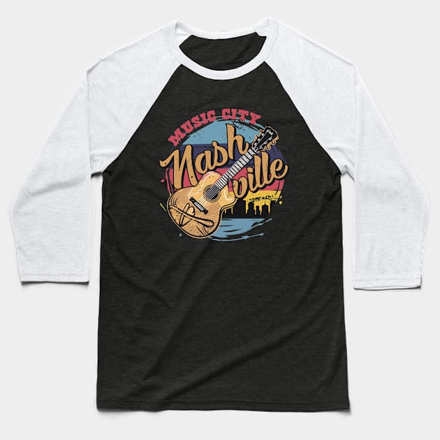 Vintage Nashville Music City Baseball T-Shirt by Alure Prints